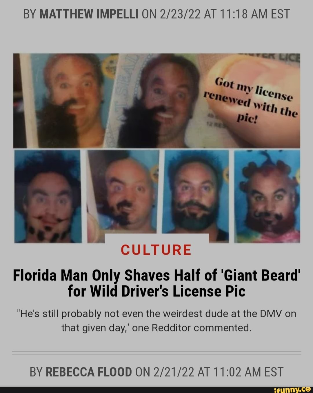 Florida Man Only Shaves Half of 'Giant Beard' for Wild Driver's