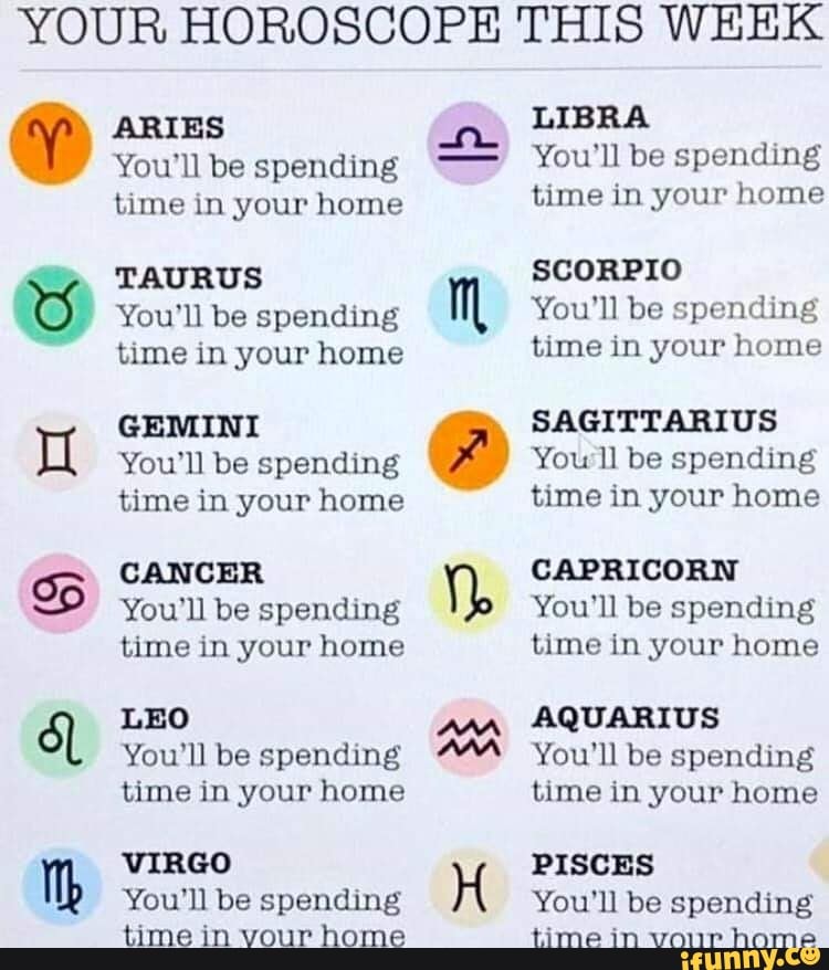 YOUR HOROSCOPE THIS WEEK You'll be spending time in your home You'll be ...