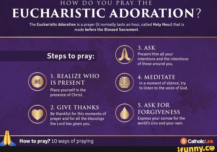 HOW DO YOU PRAY THE EUCHARISTIC ADORATION? The Eucharistic Adoration is a prayer (it normally