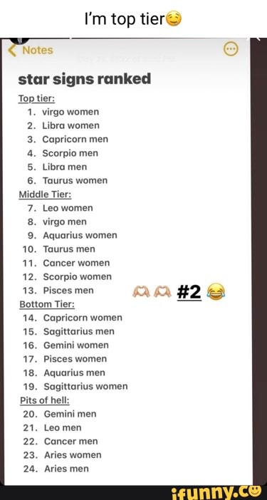 I m top tier Notes star signs ranked Top tier virgo women Libra