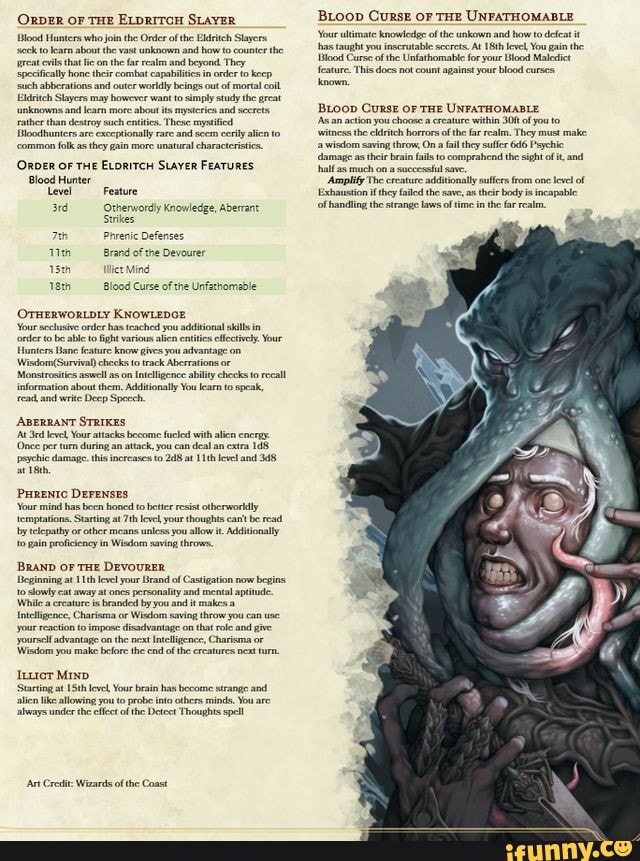 Onper oF THE ELDRITOH SLAYER Blood Hunters sock to learn who join the Order ofthe unknown