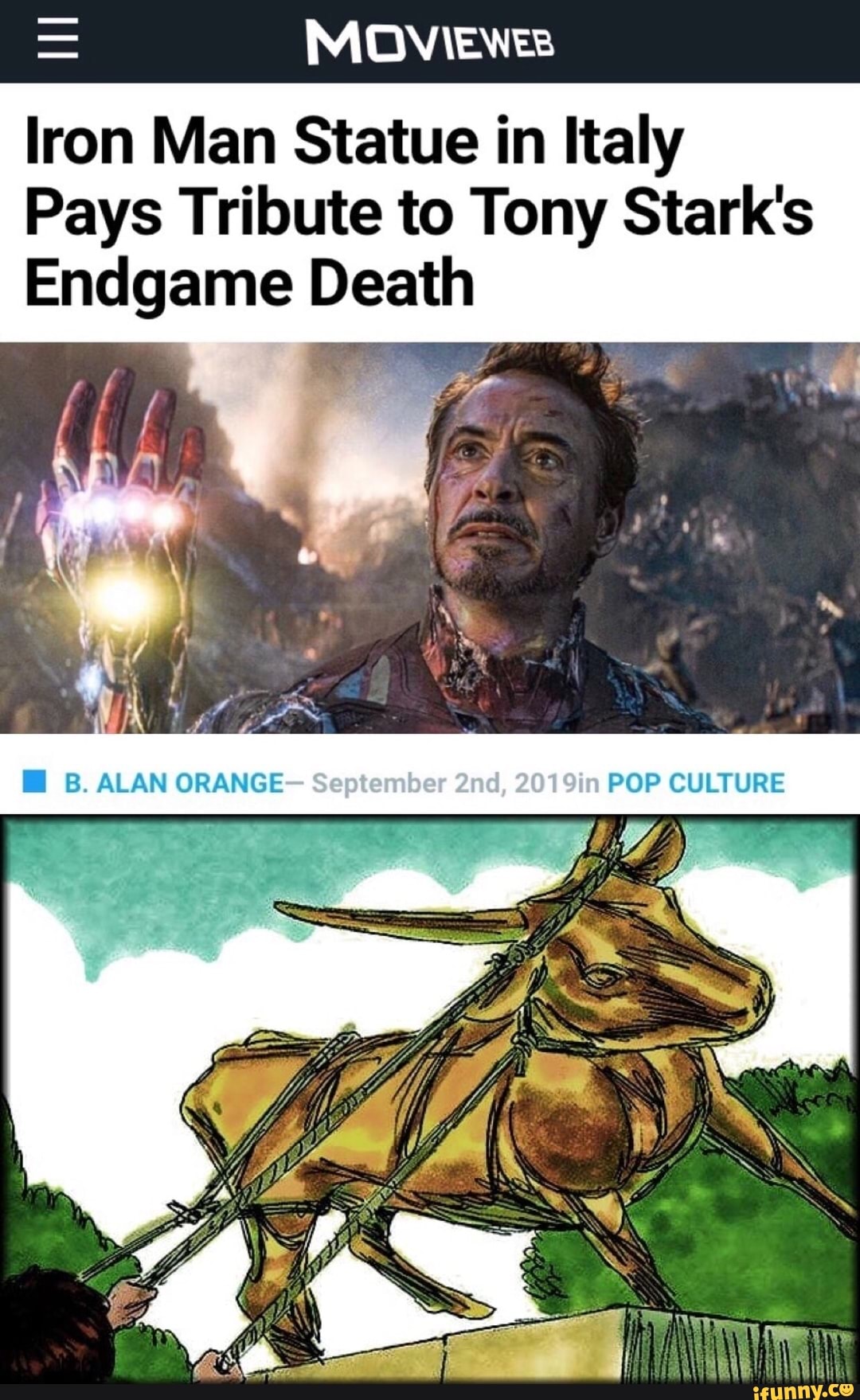 Iron Man Statue in Italy Pays Tribute to Tony Stark's Endgame Death