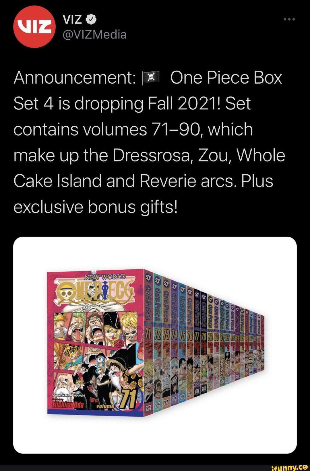 VIZ Announcement One Piece Box Set 4 is dropping Fall 2021! Set