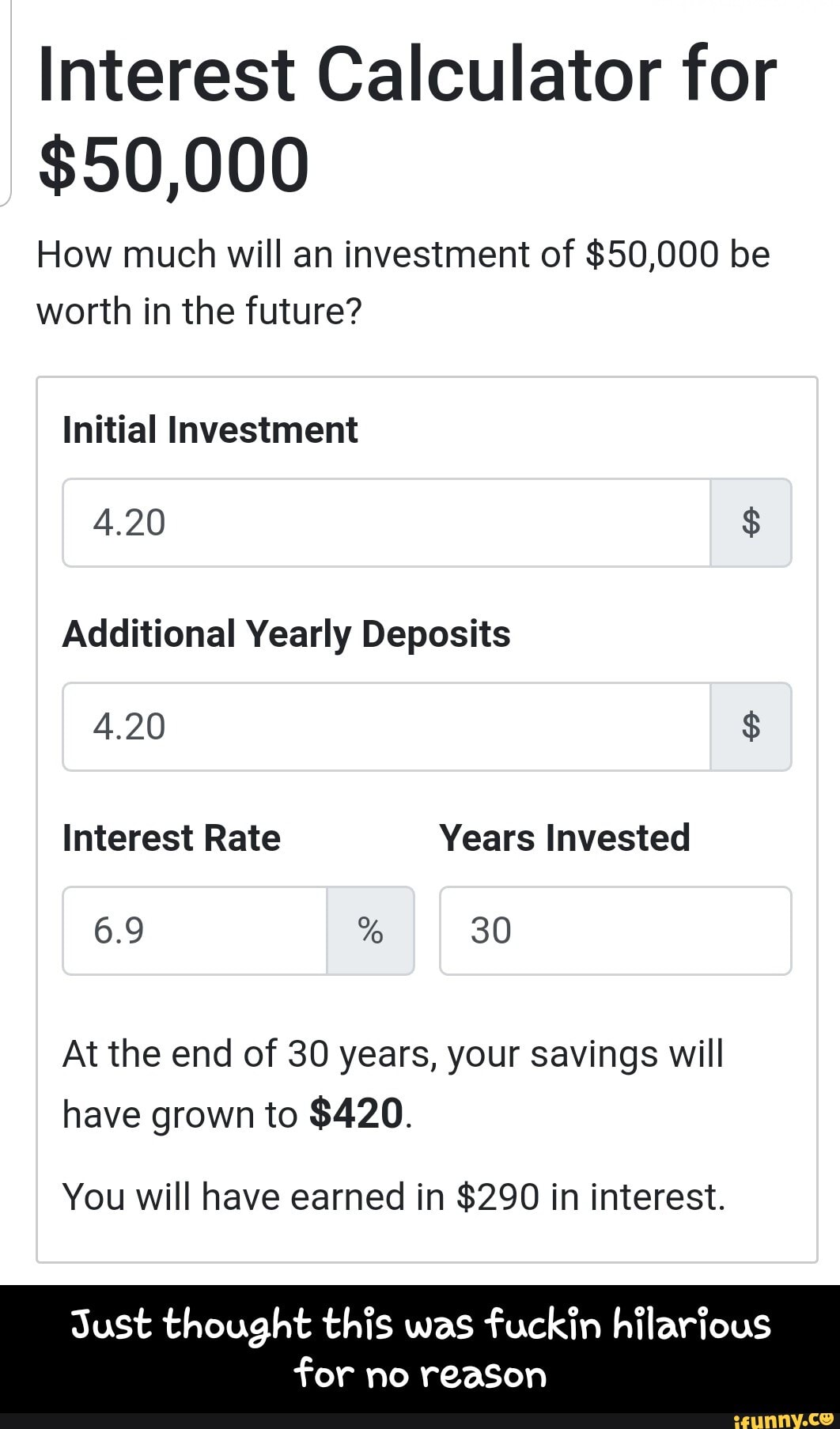 Interest Calculator for 50,000 How much will an