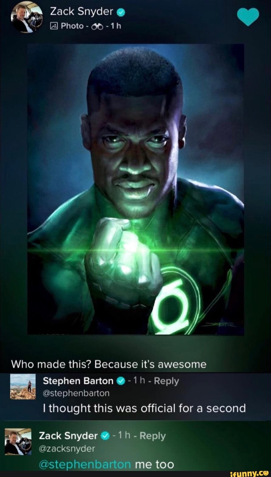 Zack Snyder
Photo - -ih
Who made this? Because it's awesome
Stephen Barton - Reply
@stephenbarion
thought this was official for a second
Zack Snyder ih- Reply
@zacksnyder
@steph me too