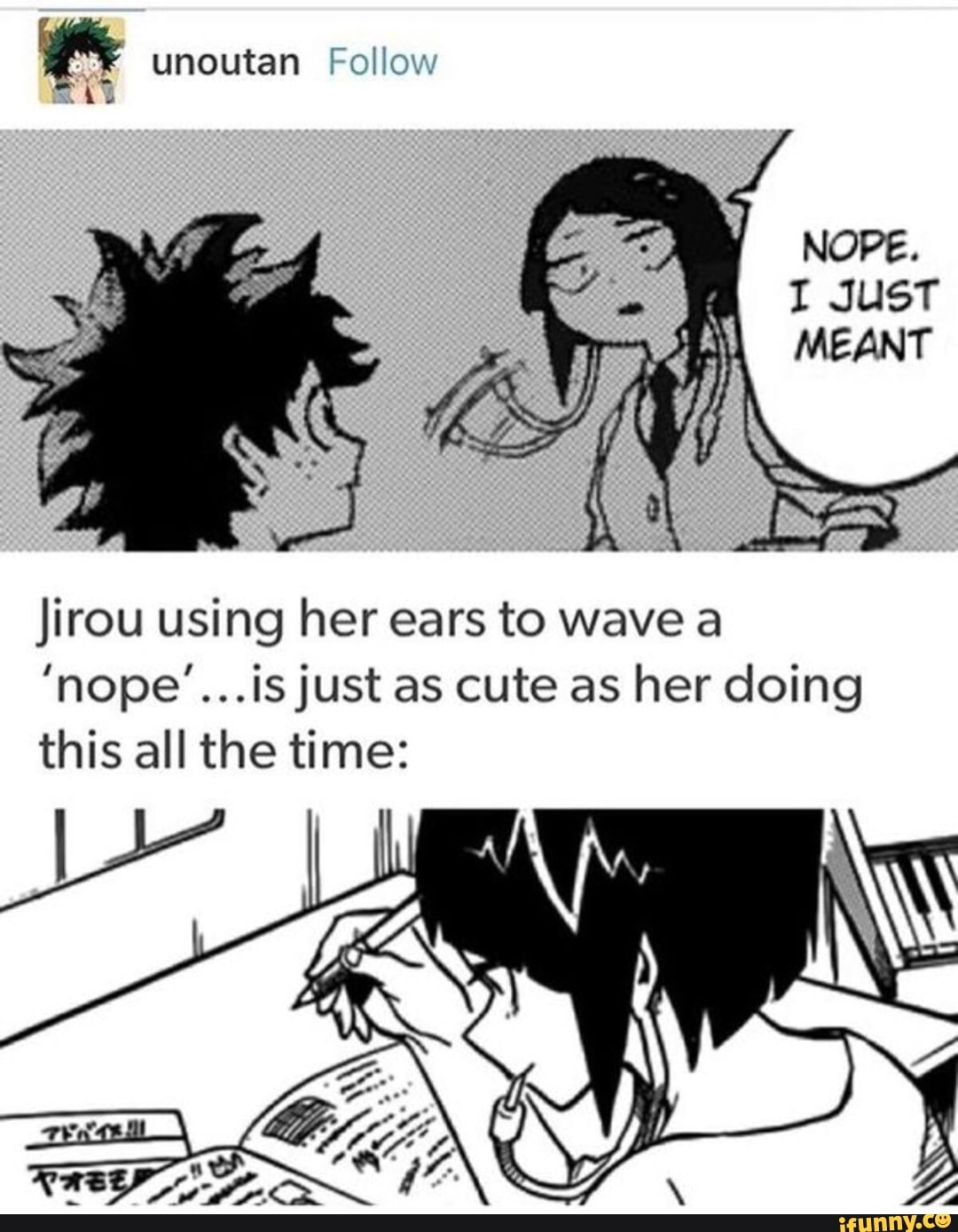 Jirou Using Her Ears To Wave A ’nope’isjust As Cute As Her Doing 