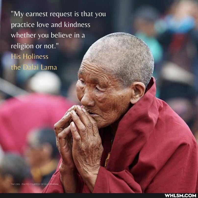 "My earnest request is that you practice love and kindness
whether you believe in a religion or not."
His Holiness the ai Lama