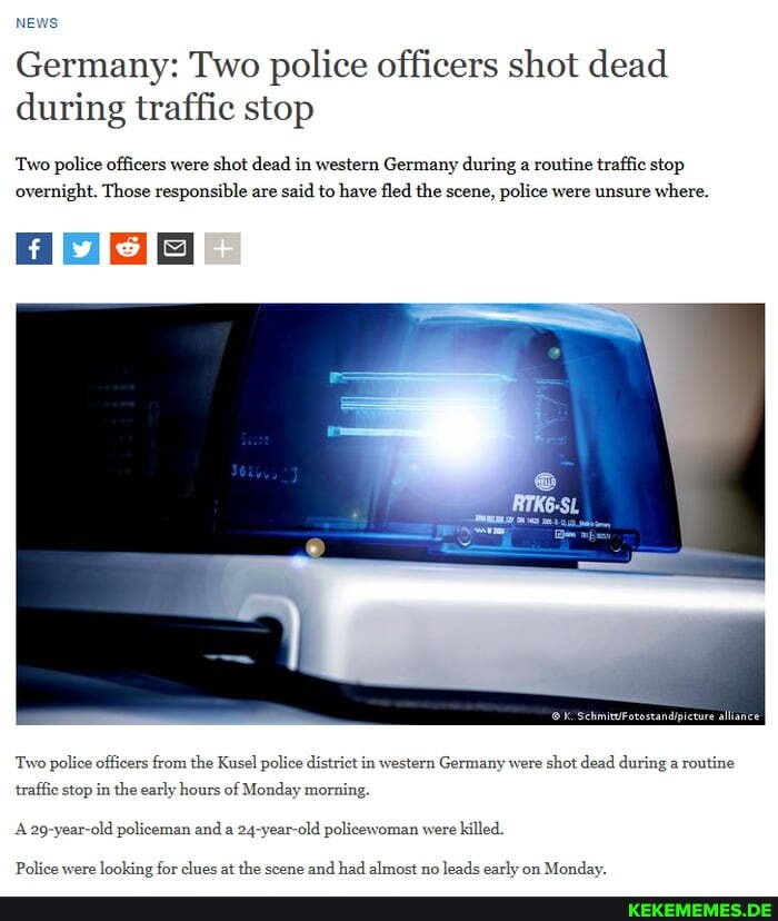 NE Germany: Two police officers shot dead during traffic stop Two ...
