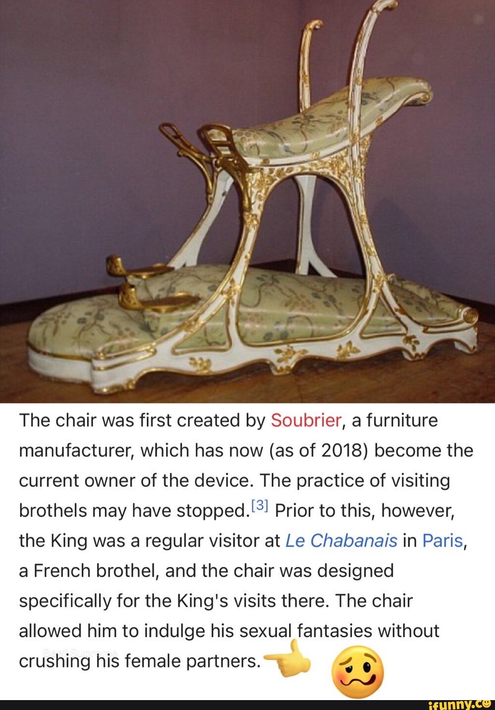 The chair was first created by Soubrier, a furniture manufacturer