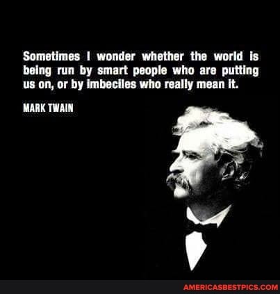Sometimes wonder whether the world is being run by smart people who are putting us on, or by imbeciles who really mean It.