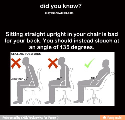 Did you know? Sitting straight upright in your chair is bad for your ...