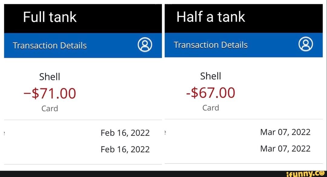 Full tank Half a tank Transaction Details I Transaction Details (Q
