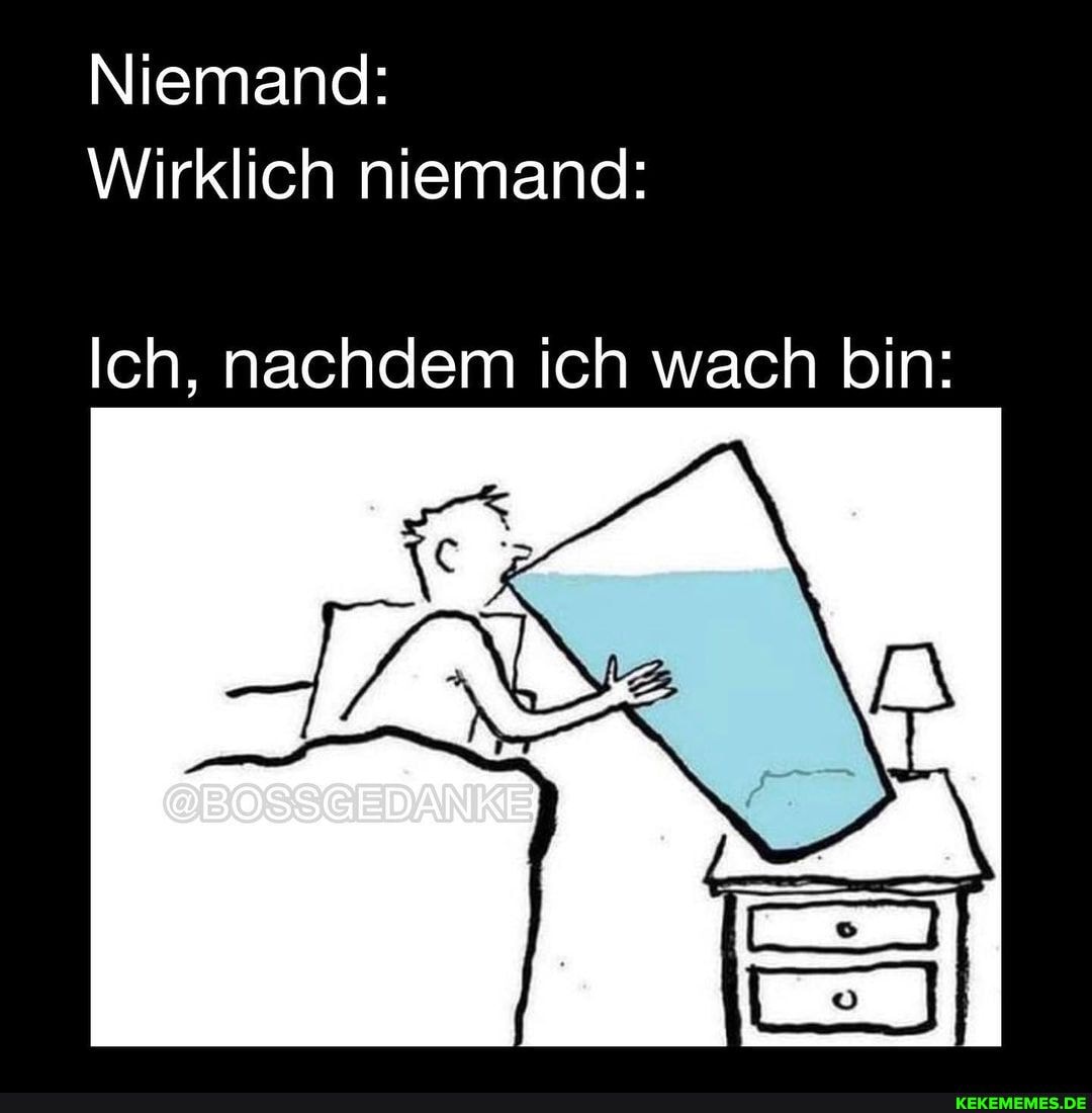 Niemand:
Wirklich niemand:
Ich, nachdem ich wach bin: