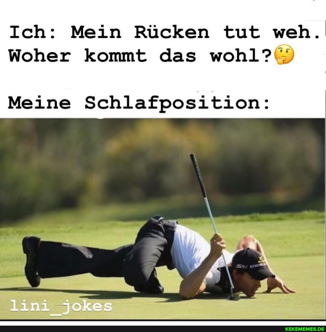 Ich: Mein Rücken tut weh.
Woher kommt das wohl?@
Meine Schlafposition:
lini