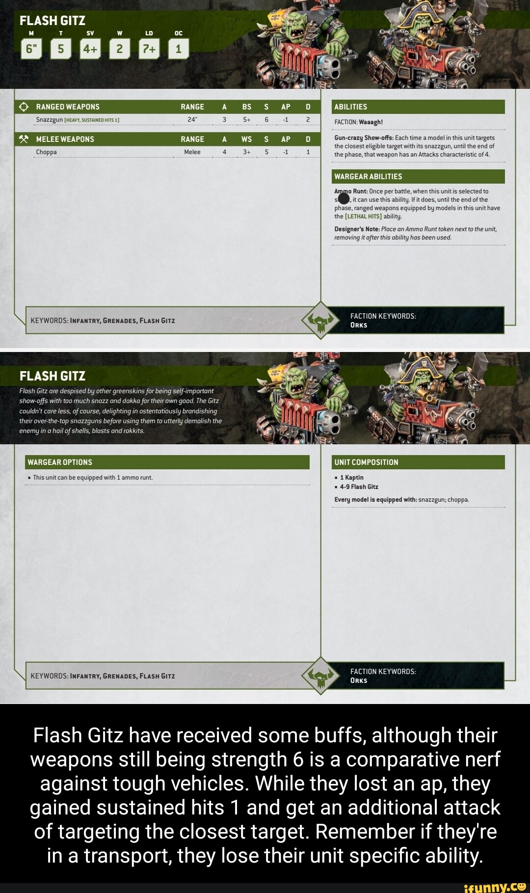 FLASH GITZ al RANGED WEAPONS RAWGE BS AP ABILITIES Snazzgun [Heavy