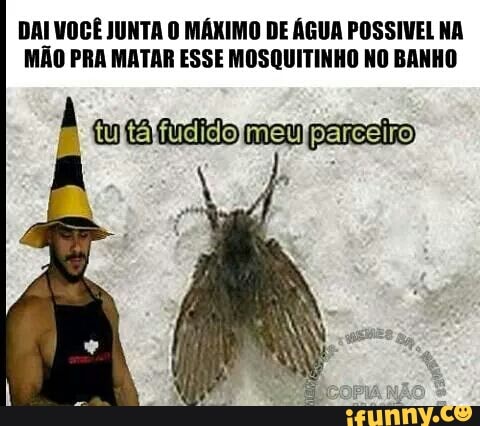 DAI VOCÊ JUNTA O MÁXIMO DE ÁGUA POSSIVEL NA
MÃO PRA MATAR ESSE MOSQUITINHO NO BANHO