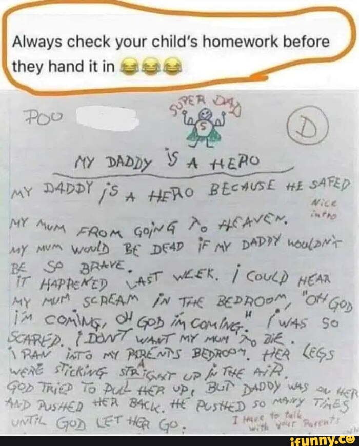 always check your child's homework before they hand it in