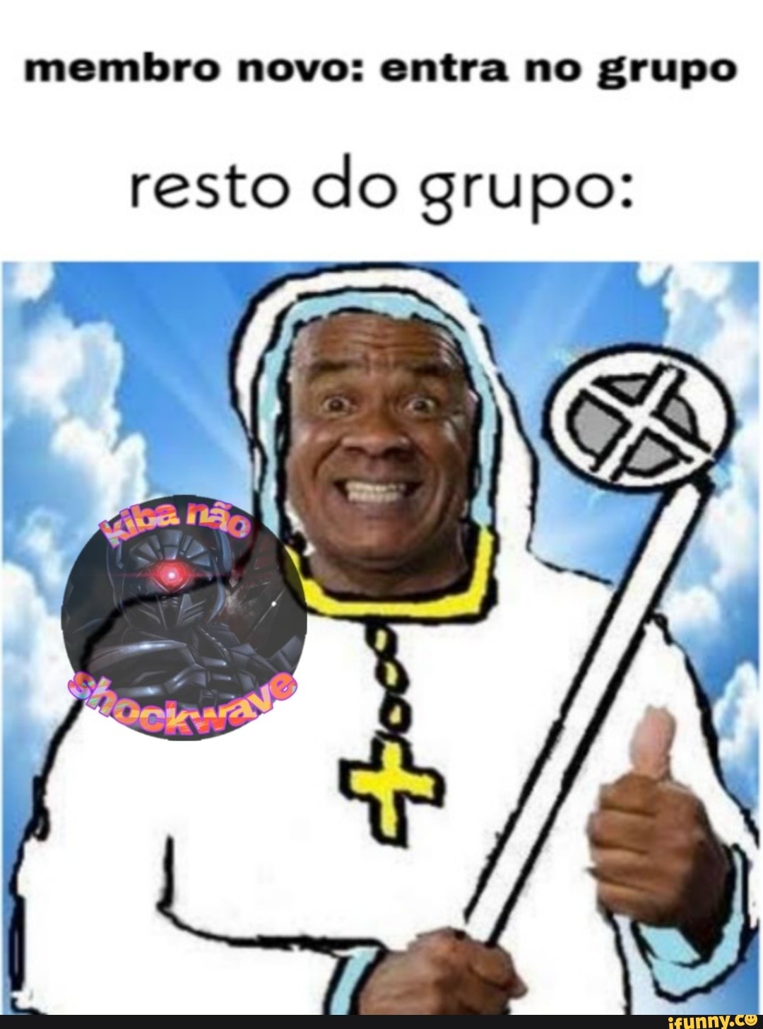 membro novo: entra no grupo
resto do grupo: