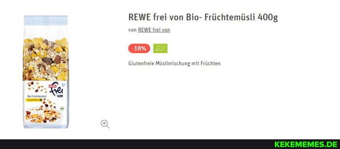 REWE frei von Bio- Früchtemüsli 400g von REWE frei von
Glutenfreie Müslimischung mit Früchten