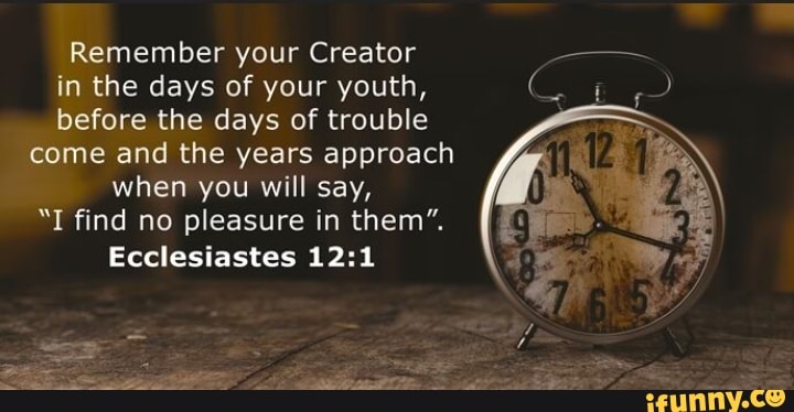 Remember your Creator in the days of your youth, before the days of ...