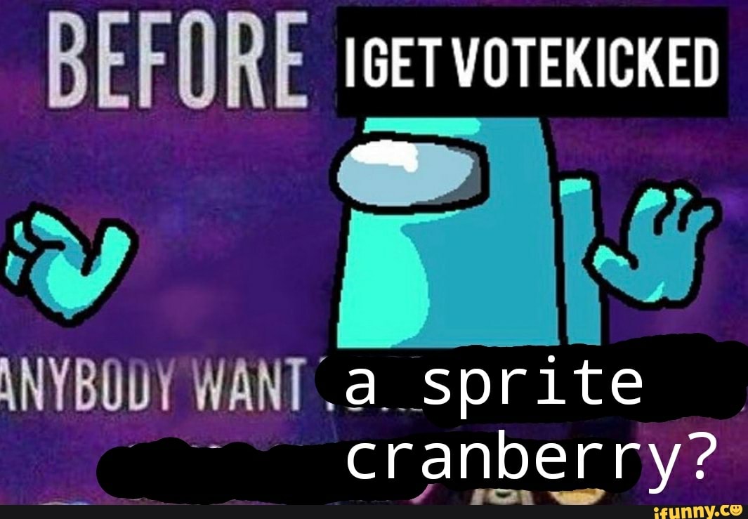 BEFORE IGET VOTEKICKED
vy dd
ANYBODY WANT a sprite cranberry?