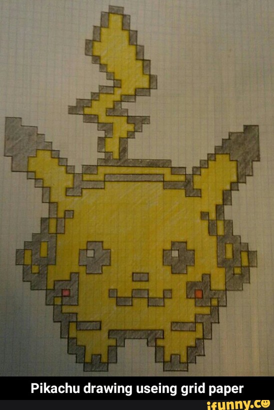 Pikachu draw 9 useing grid paper - Pikachu drawing useing grid paper - )