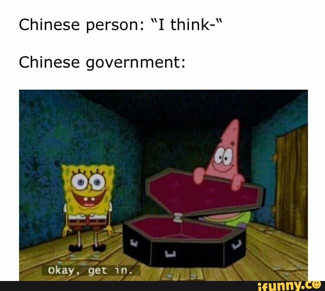 Chinese person: "I think-"
Chinese government: