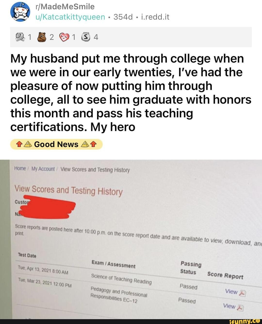 21 82e1 354d i.redd.it My husband put me through college when we were