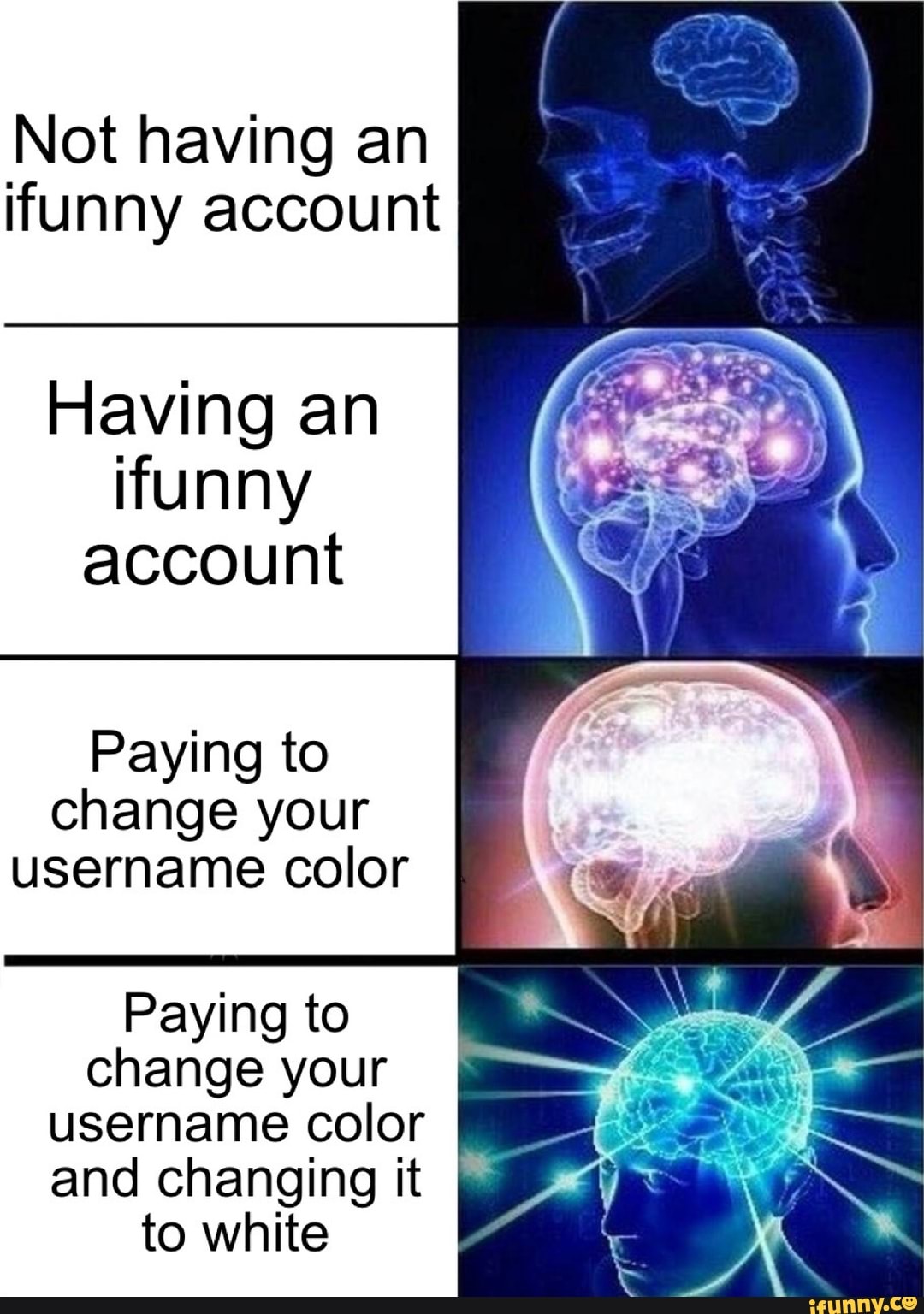 Not having an funny account Having an funny account Paying to change