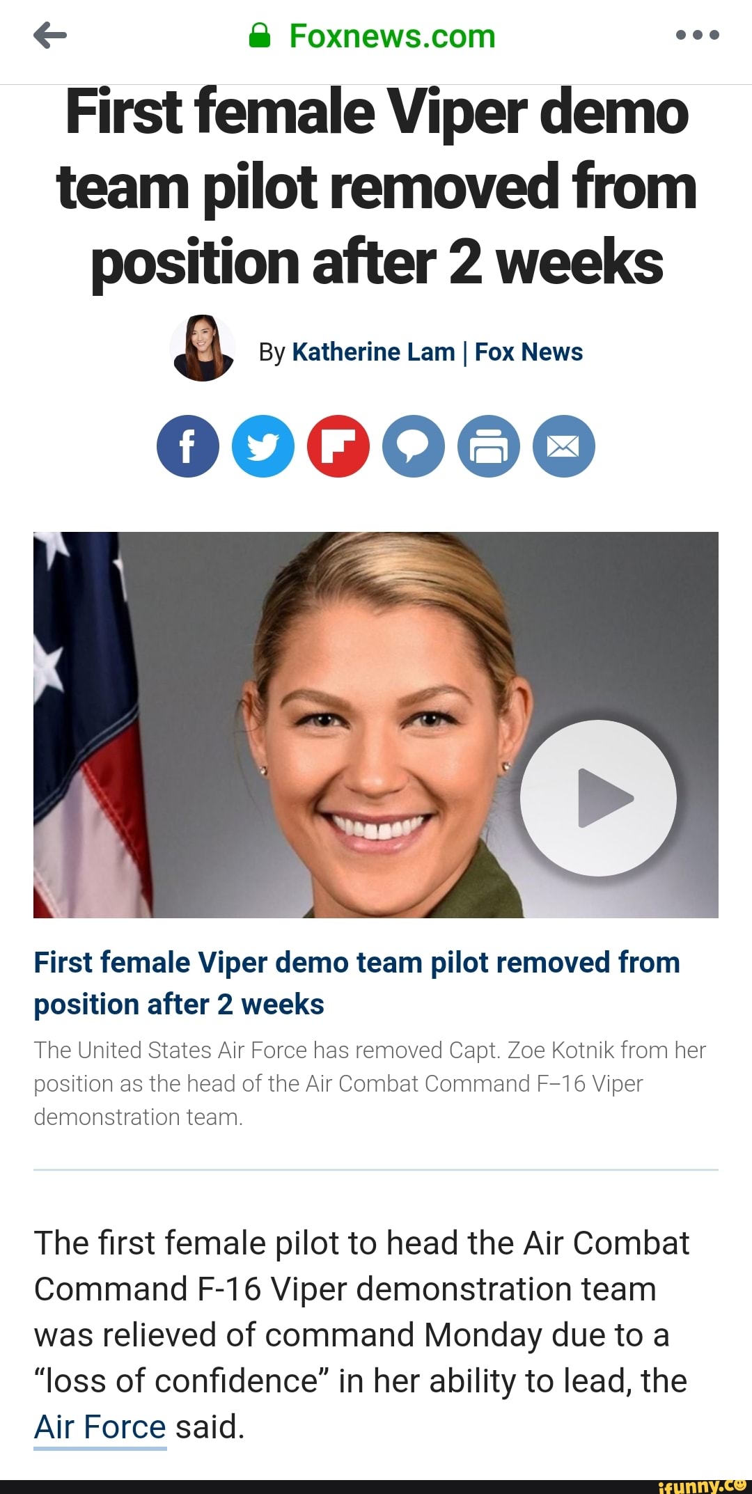 6 First Female Viper Demo Team Pilot Removed From