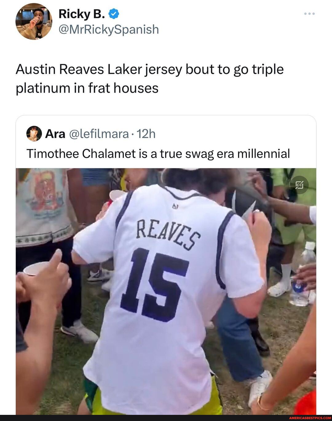 Austin Reaves Laker jersey bout to go triple platinum in the white  community : r/lakers