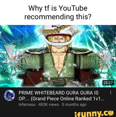 PRIME WHITEBEARD GURA GURA IS OP. (Grand Piece Online Ranked 1v1's) 