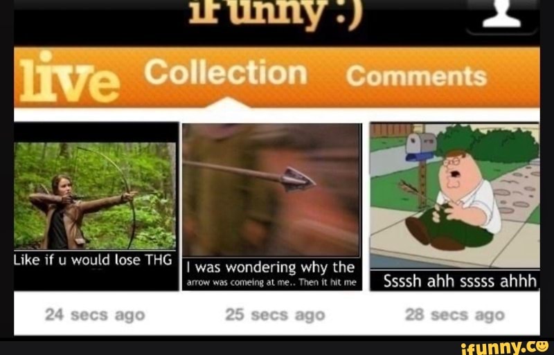 Like if u would lose THG
Collection Comments
I was wondering why the I arrow was comeing at me... Then hit me Ssssh ahh sssss ahhh
go
28