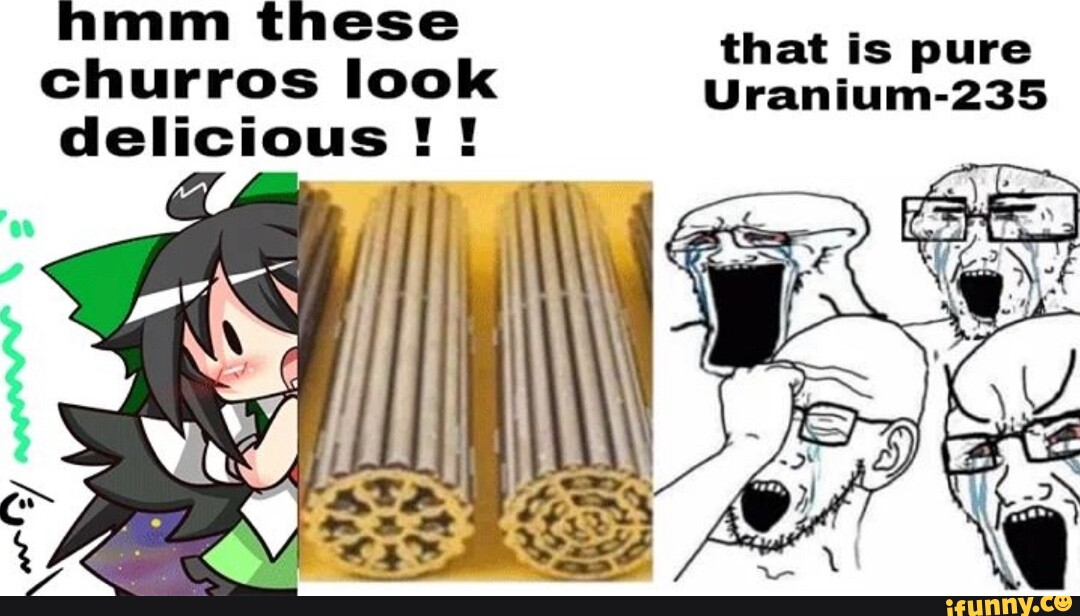 Hmm these churros look delicious ! ! that is pure Uranium-235 - iFunny