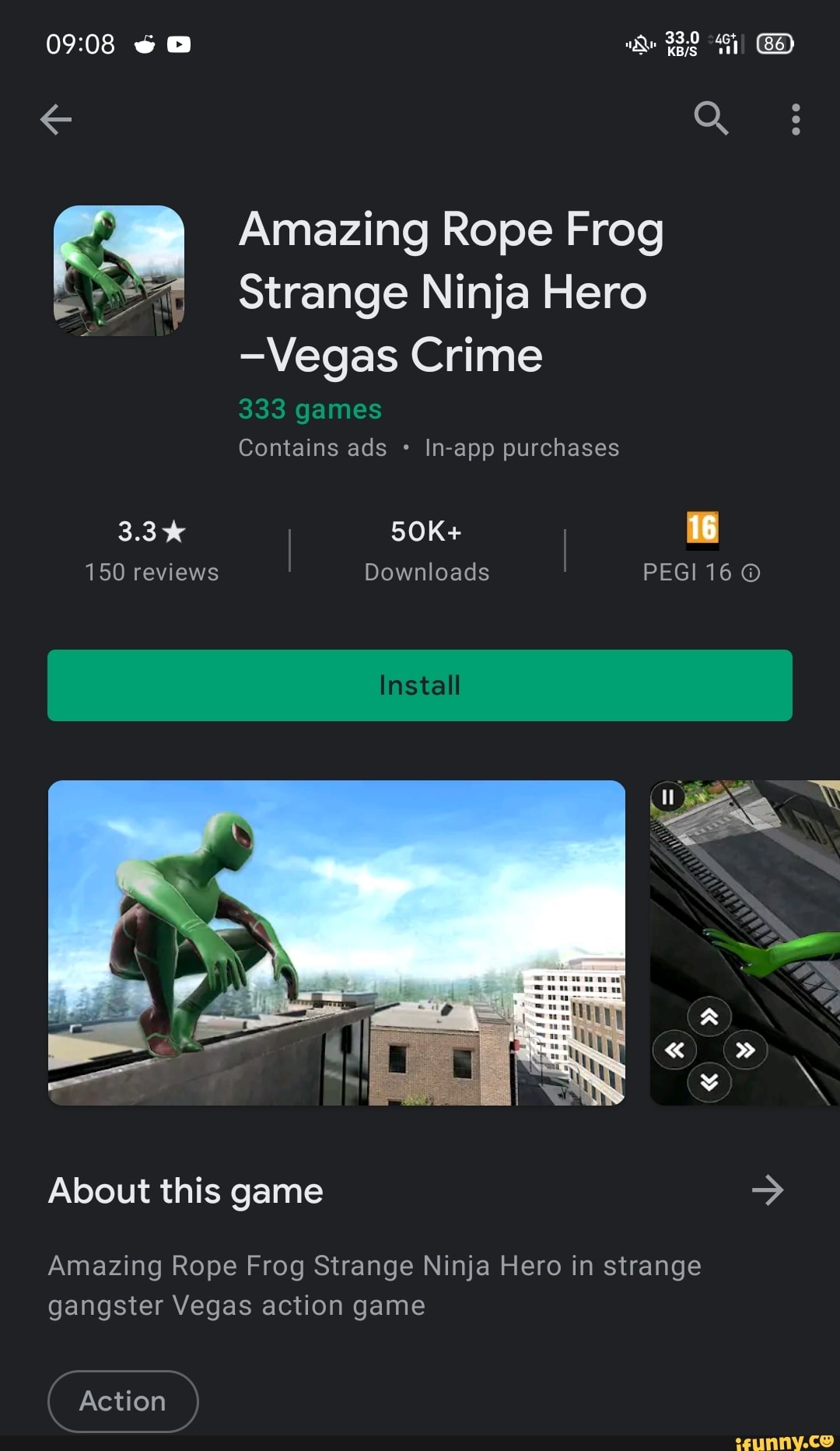 Bo i Amazing Rope Frog Strange Ninja Hero -Vegas Crime 333 games Contains  ads In-app