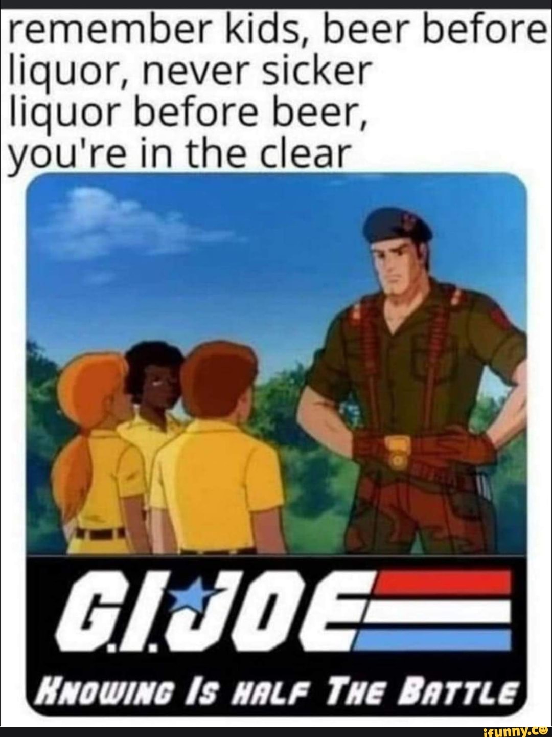 Remember kids, beer before liquor, never sicker liquor before beer, you