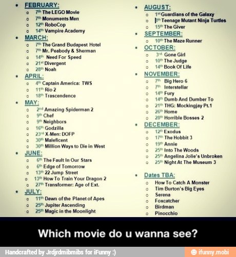 Which
do u wanna see? movie - Which movie do u wanna see?