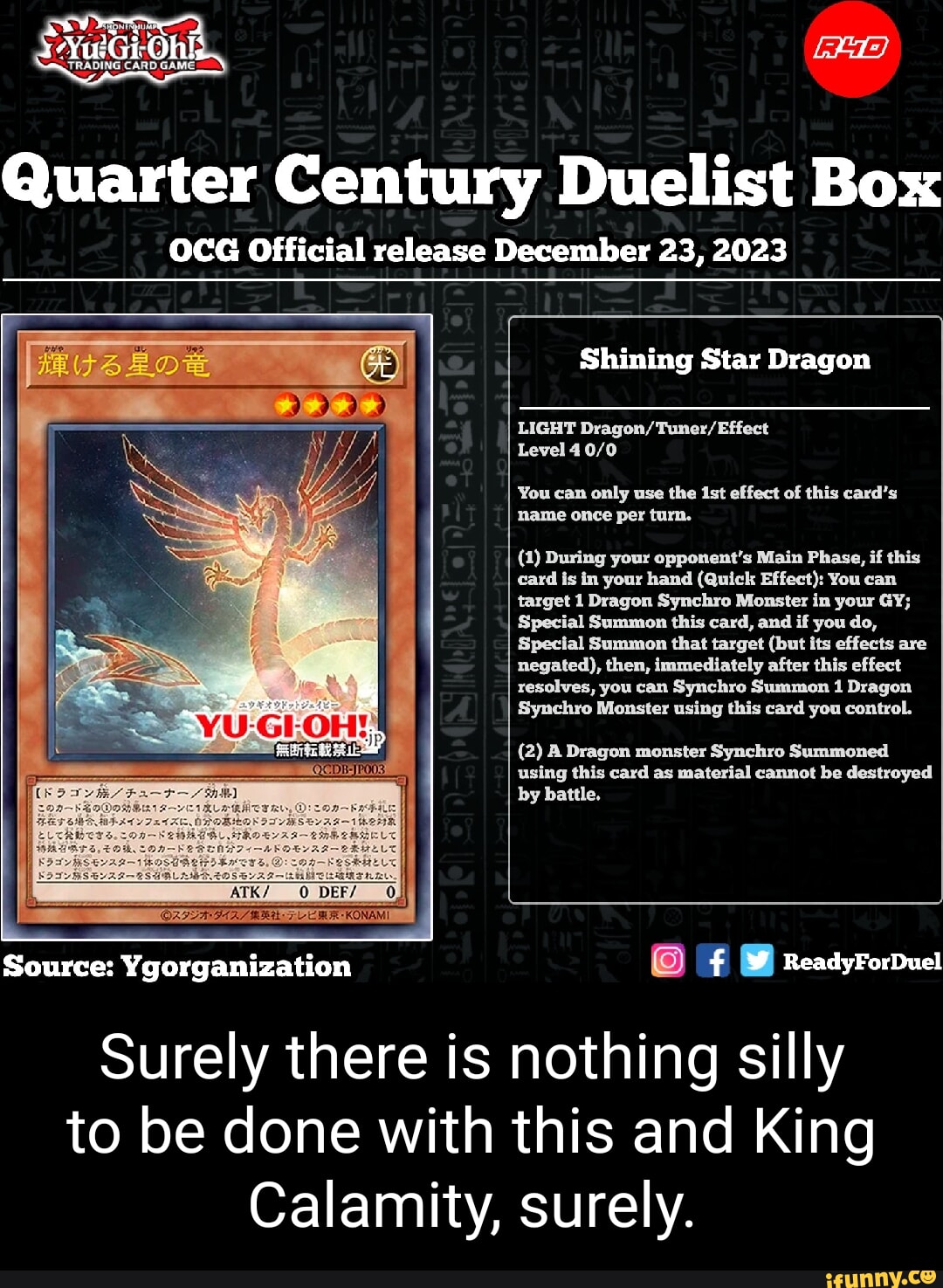 Quarter Century Duelist Box OCG Official release December 23