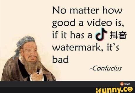 No matter how good a video is, if it has a watermark, it's bad
-Confucius