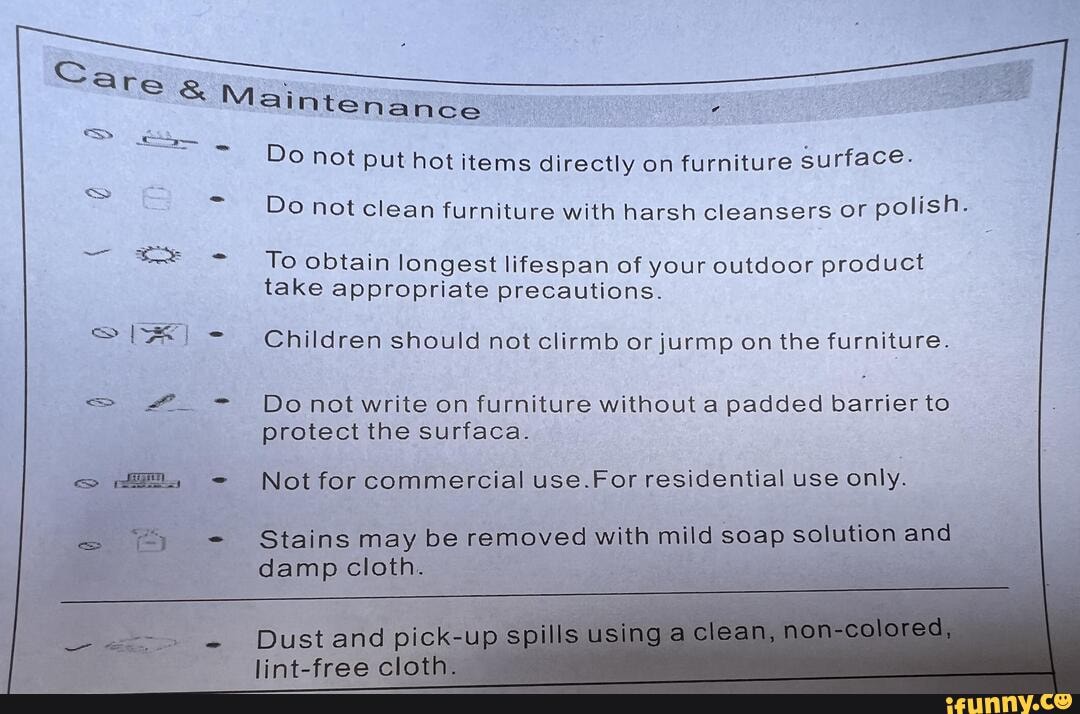 Re SS Mai Do not put hot items directly on furniture surface Do not