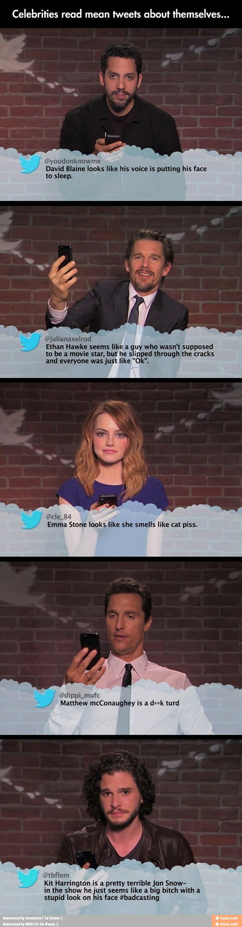 Celebrities read mean tweets about themselves ...
