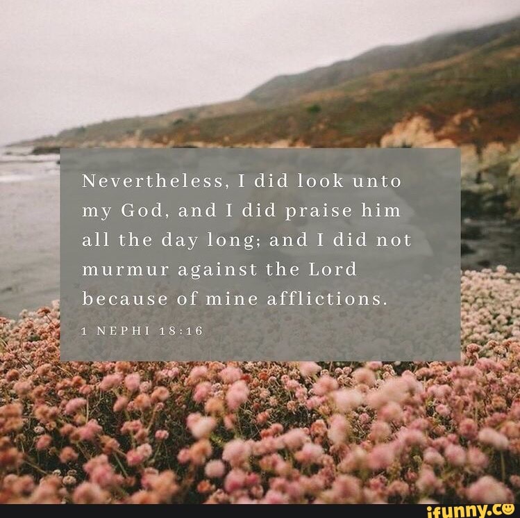 Nevertheless, I did look unto my God, and I did praise him all the day ...