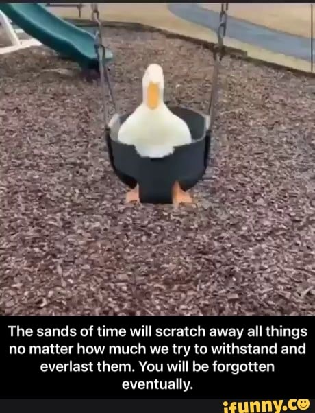 The sands of time will scratch away all things no matter how much we try to withstand and everlast them. You will be forgotten eventually. - The sands of time will scratch away all things no matter how much we try to withstand and everlast them. You will be forgotten eventually.