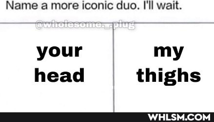 Name a more iconic duo. I'll wait.
your my head thighs
