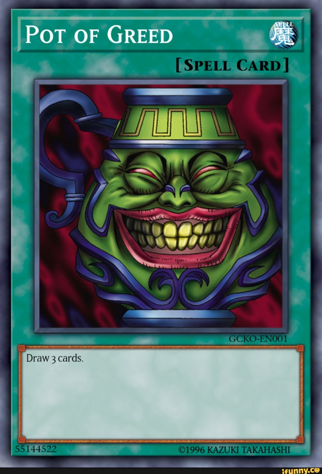 POT OF GREED [SPELL CARD] Draw 3 cards, SS144822 996 KAZUINT TAKARASET