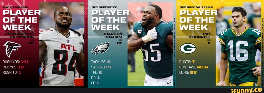 NFC SPECIAL TEAMS: PLAYER OF THE WEEK TACKLES: & PUNTS: 7 nrc PLAYER