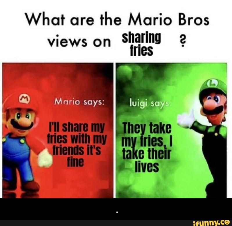 What Are The Mario Bros Sharing N Sid Views On Mario Says: Luigi Says 