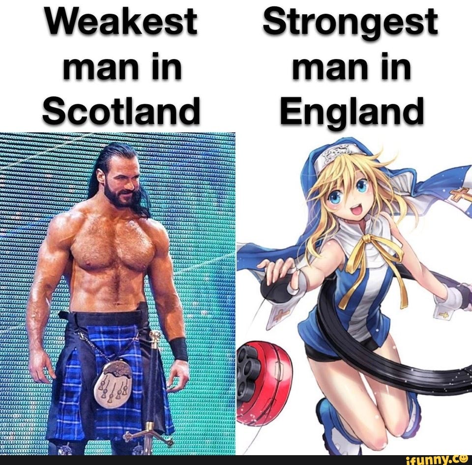 Weakest Strongest man in man in Scotland England.