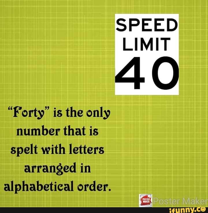 speed-limit-40-forty-is-the-only-number-that-is-spelt-with-letters