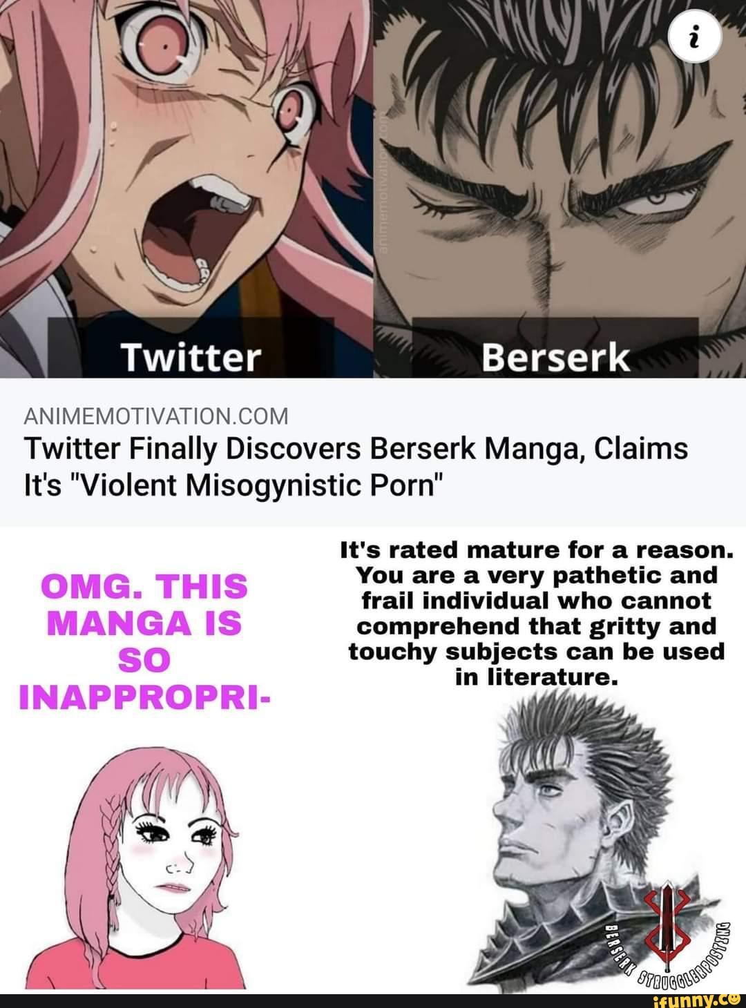 Berserker Porn - Twitter Berserk Twitter Finally Discovers Berserk Manga, Claims  ANIMEMOTIVATION. It's \